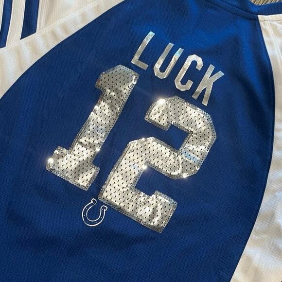 Majestic Womens Colts Jersey Andrew Luck #12 NFL Football Shirt Blue White Sz XL - Picture 6 of 6